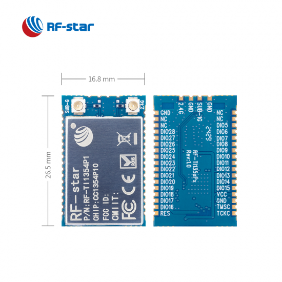 CC1354P10 Sub-1 GHz and 2.4-GHz Wireless Module RF-TI1354P1