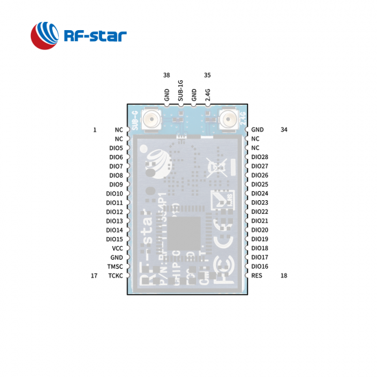 CC1354P10 Sub-1 GHz and 2.4-GHz Wireless Module RF-TI1354P1